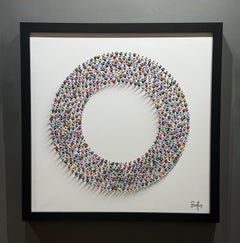 Francisco Bartus, "Ring Leaders" 32x32 Colorful Textured Circle People Painting