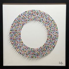 Francisco Bartus, "Ring Leaders" 32x32 Colorful Textured Circle People Painting