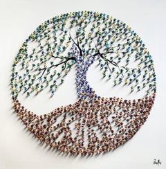 Francisco Bartus, "Tree of Life", 31x31 Colorful Textured Painting on Canvas