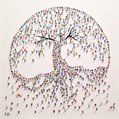 Francisco Bartus, "Tree of Life V", Peinture texturée colorée sur toile 39x39