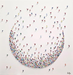 Francisco Bartus, "Waning Moon", Colorful Textured Circle Painting on Canvas