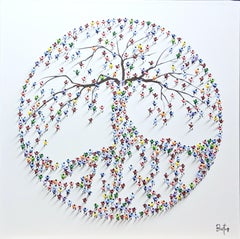 Francisco Bartus, "We Grower Stronger Together", peinture de l'arbre de vie 32x32 