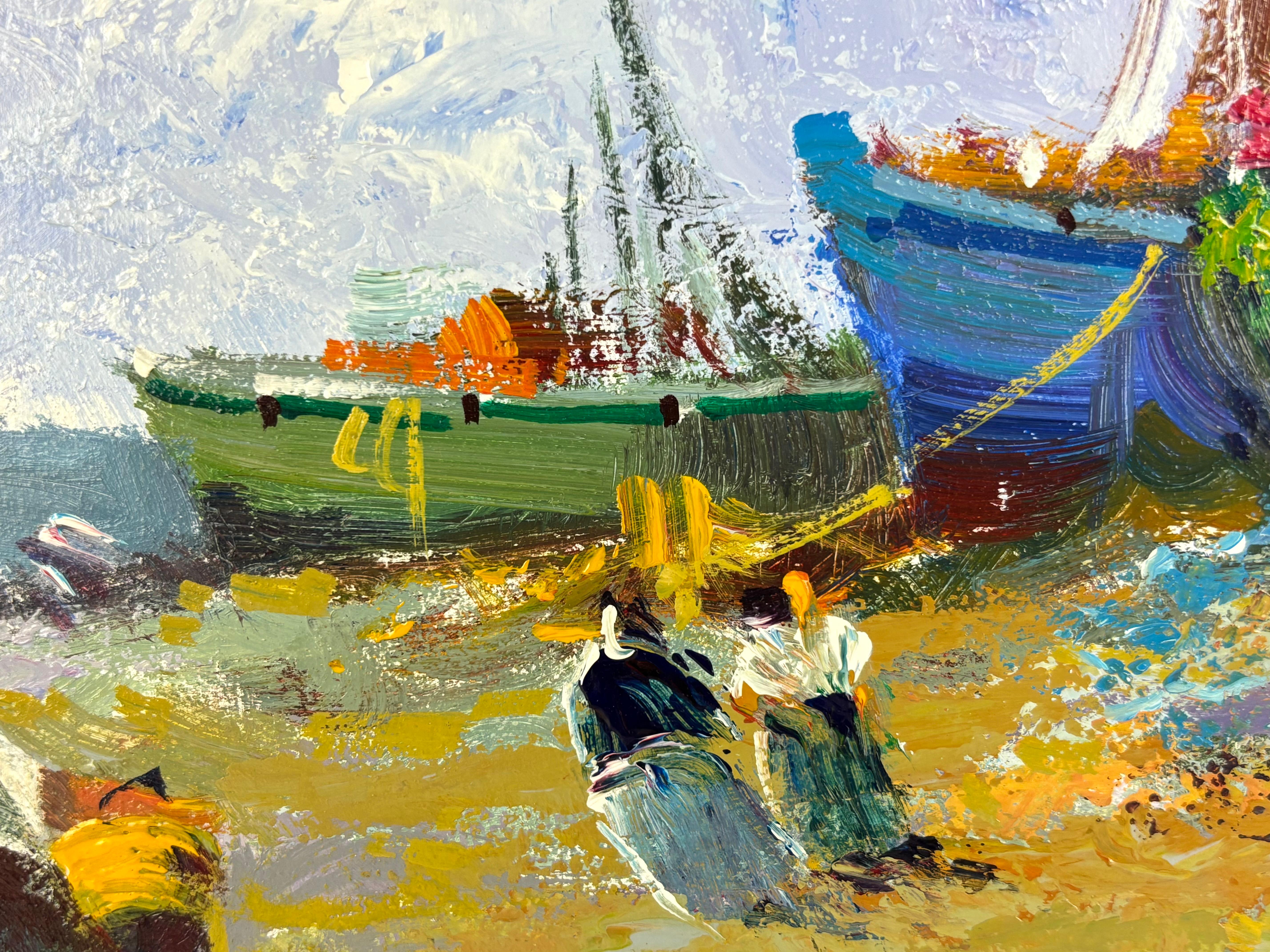 Escena de playa - Gray Figurative Painting by Francisco Benavente Solís