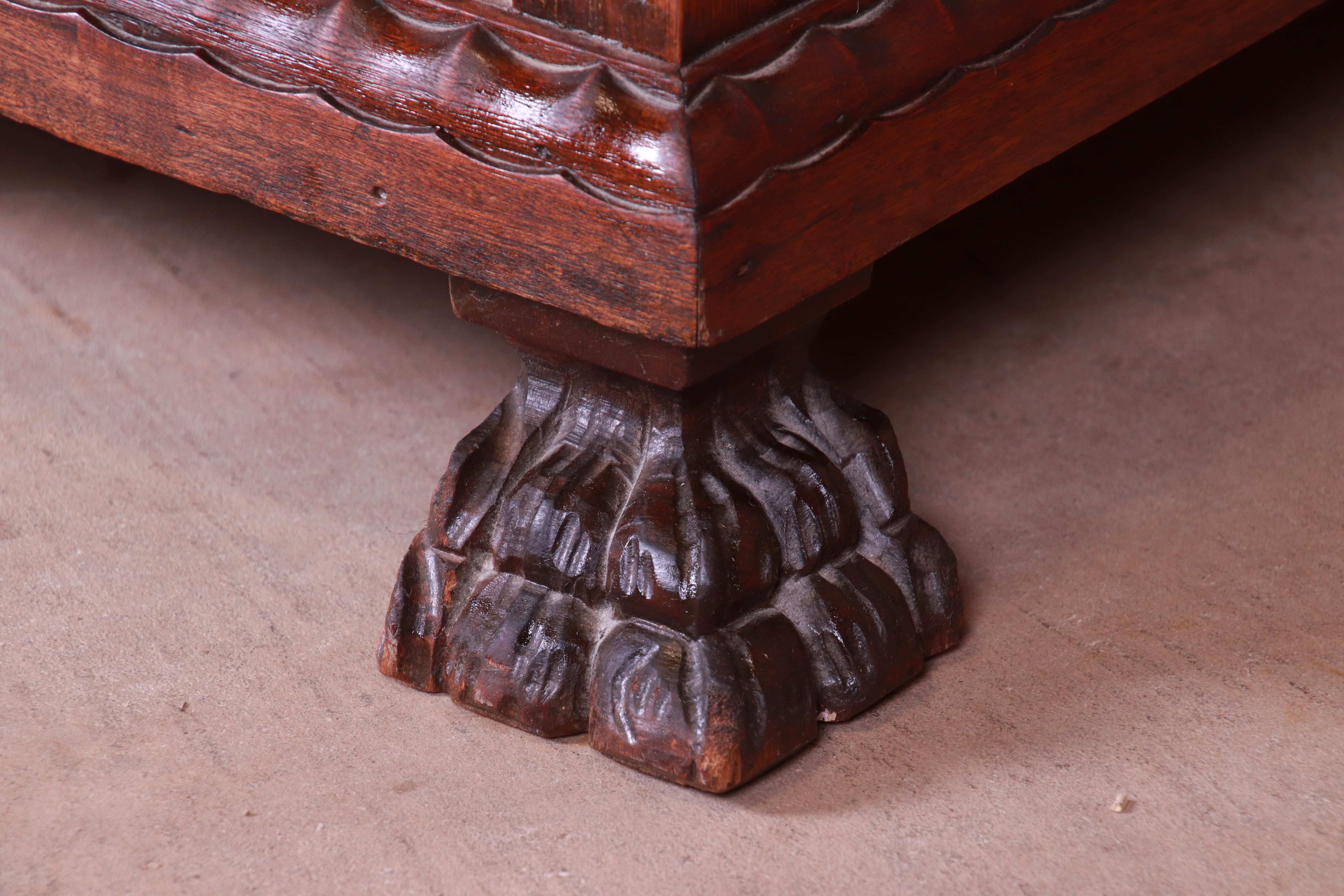 Francisco Bergamo Sobrinho Ornate Carved Walnut Desk, Brazil, 1930s 7