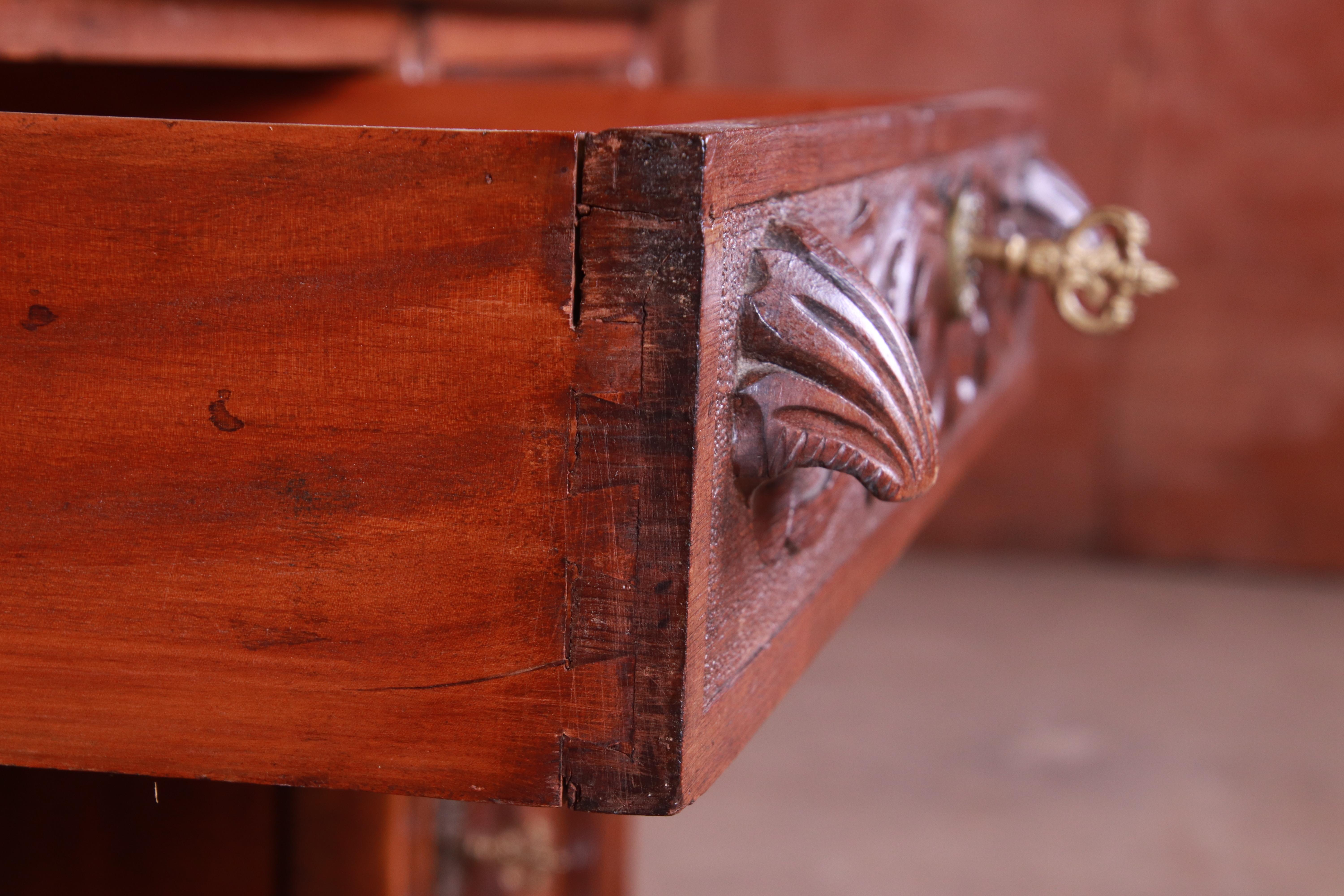 Francisco Bergamo Sobrinho Ornate Carved Walnut Desk, Brazil, 1930s 10