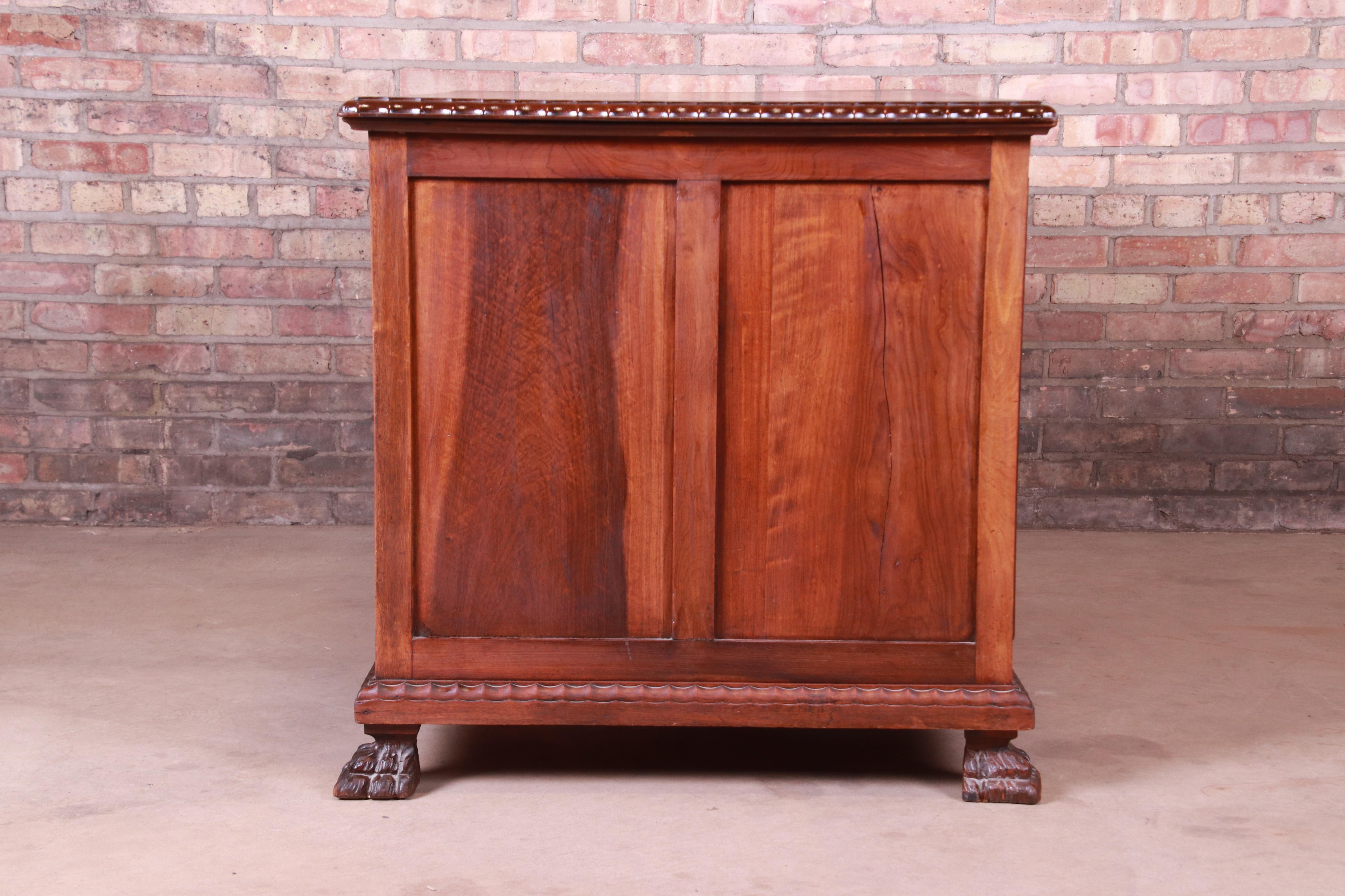 Francisco Bergamo Sobrinho Ornate Carved Walnut Desk, Brazil, 1930s 11