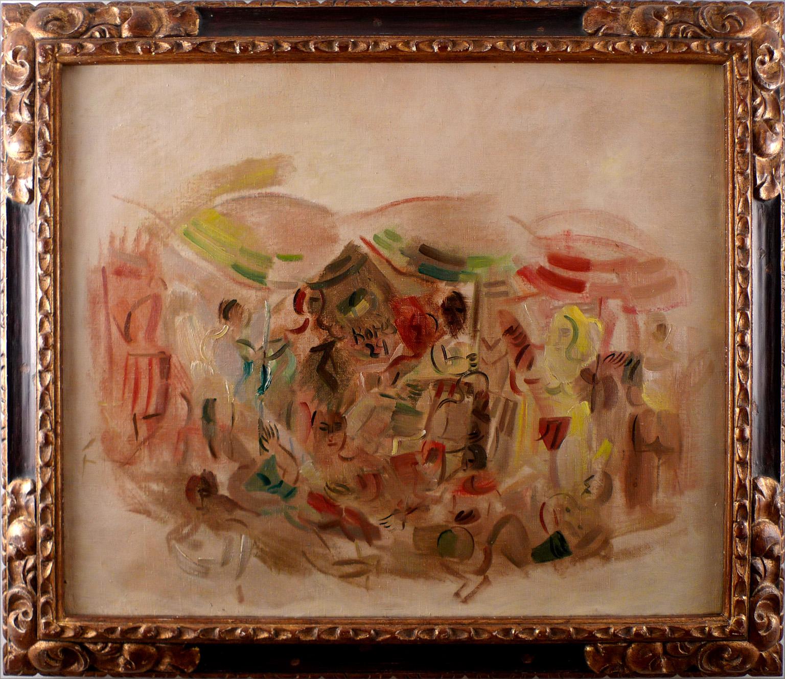 FRANCISCO BORES
Spanish, 1898 - 1972
SUR LA PLAGE
signed and dated "Borès / 29" (middle centre)
oil on canvas
21-1/3 x 25-1/2 inches (54 x 65 cm.)
framed: 26-1/5 x 30-1/2 inches (66.5 x 77.5 cm.)

NOTE:
THIS WORK IS ACCOMPANIED BY A CERTIFICATE OF