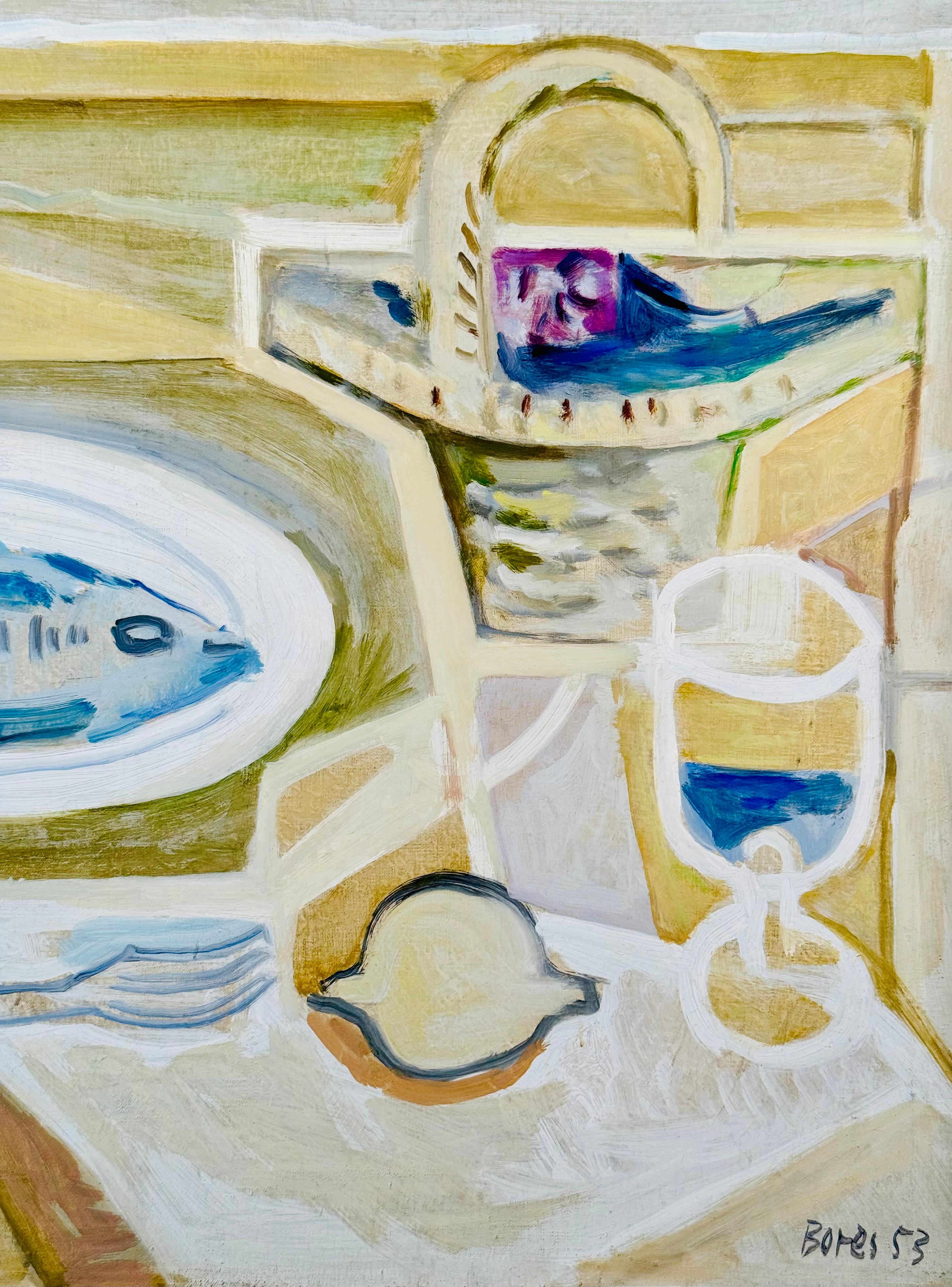Nature morte au poisson - Beige Animal Painting by Francisco Bores