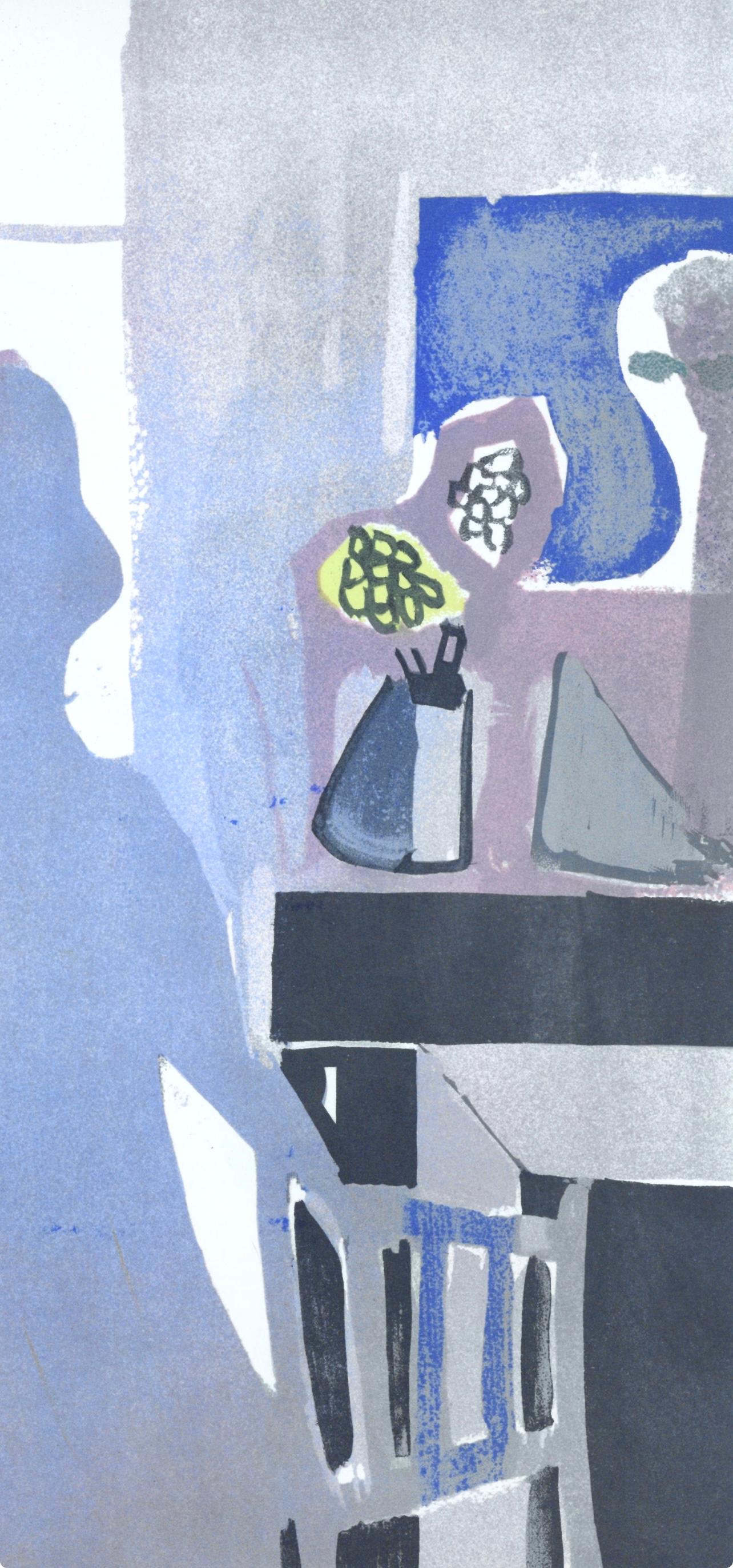 La Femme en Bleu, Verve: Revue Artistique et Littéraire - Purple Landscape Print by Francisco Bores