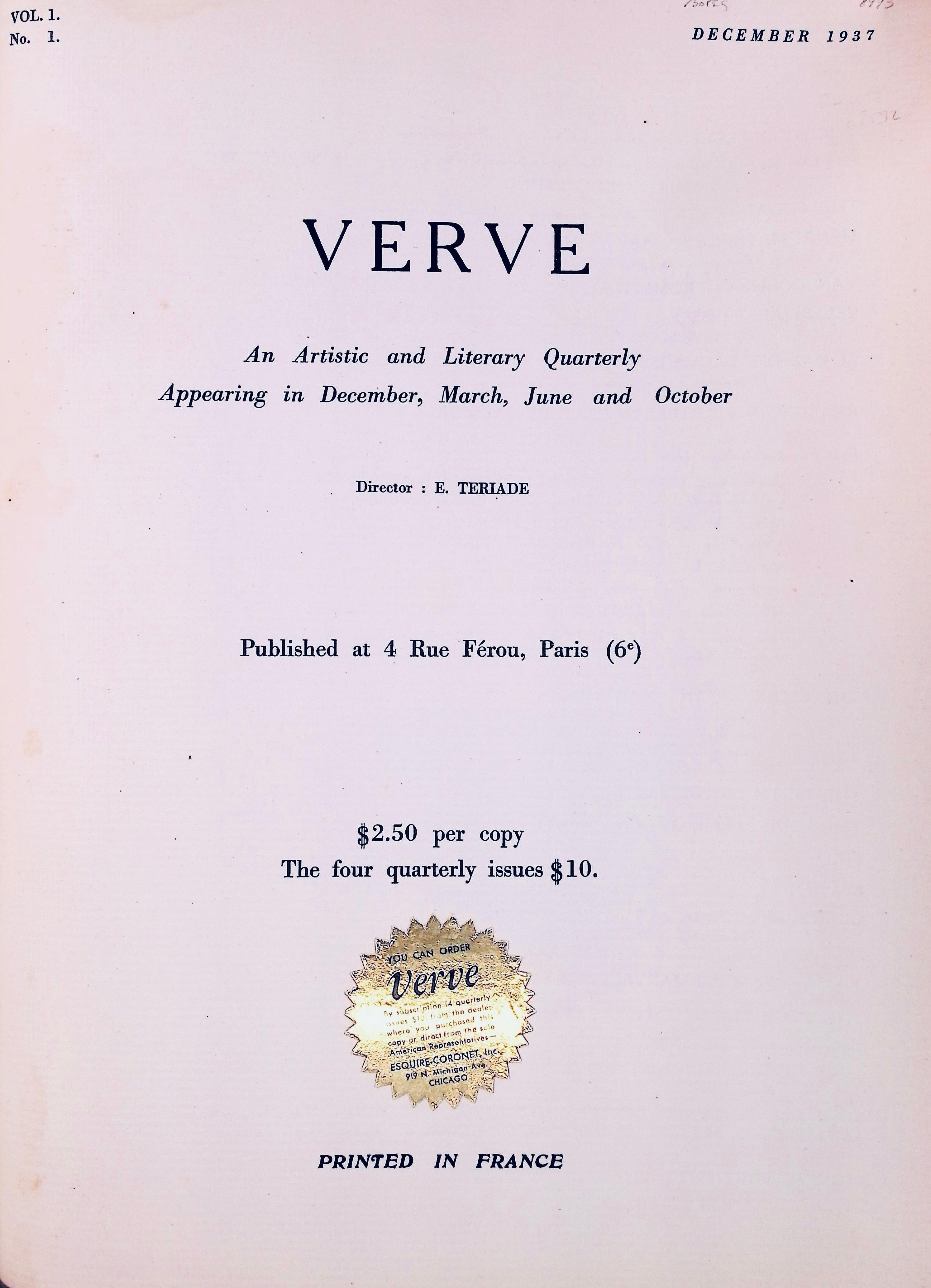 La terre, Verve: Revue Artistique et Littéraire For Sale 1