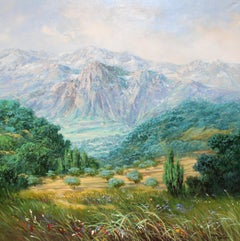 Los Picos de Europa (Potes, Santander) – Öl auf Leinwand – Signiert und gerahmt
