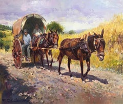 Cart, wagon, animals, farmer,