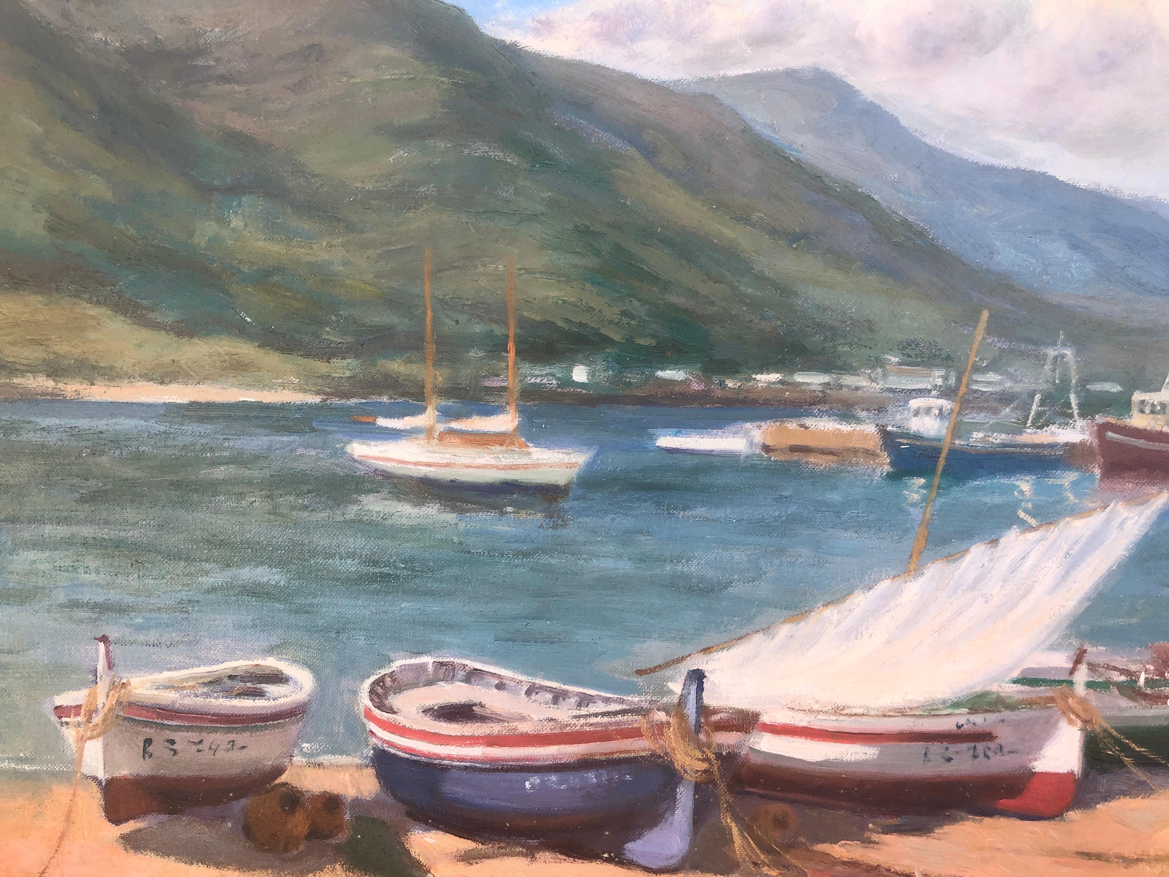 Port de la Selva Spain oil on canvas painting spanish seascape For Sale 1