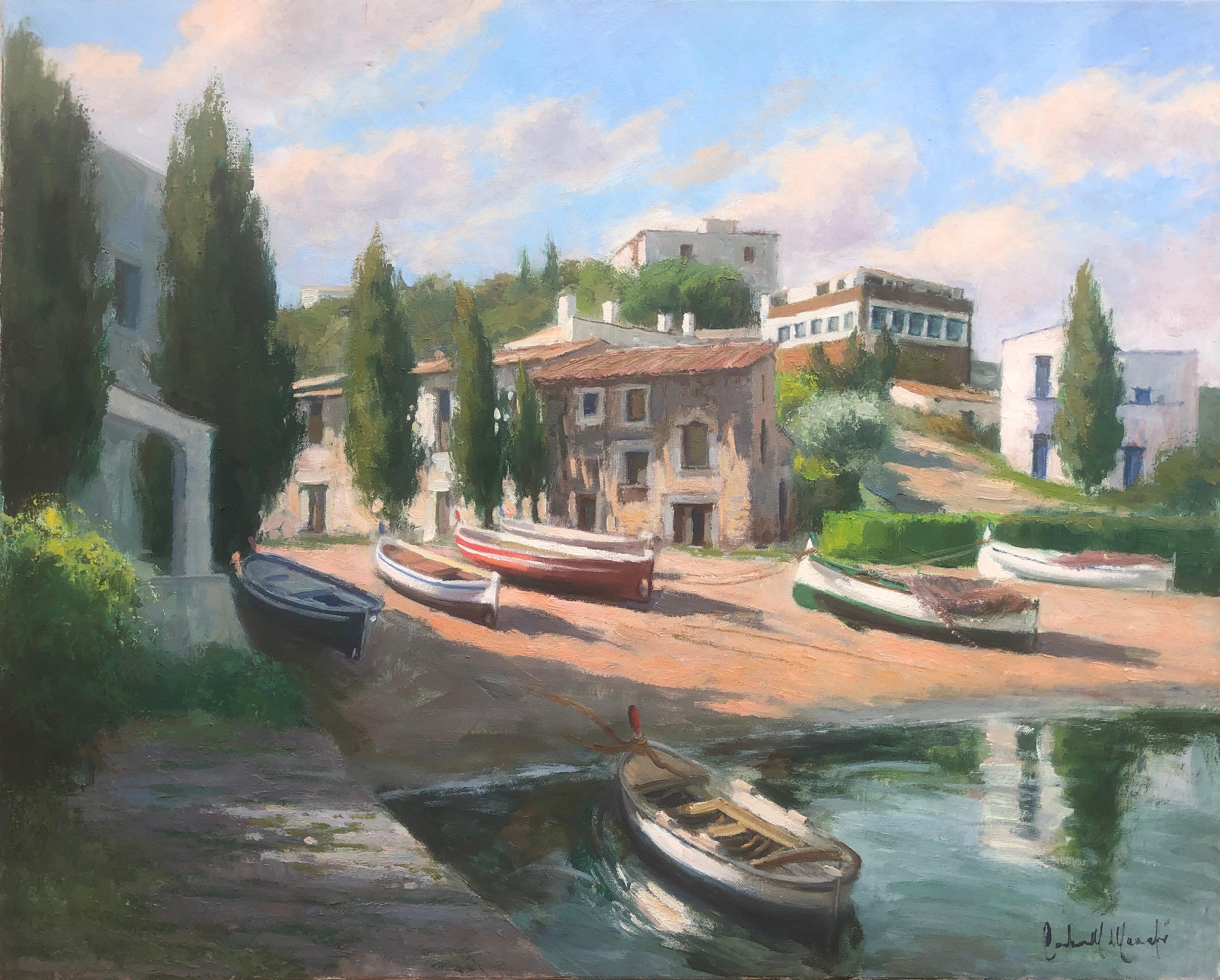 Figurative Painting Francisco Carbonell Massabe - Peinture à l'huile sur toile - Paysage marin espagnol de Port Lligat Cadaques