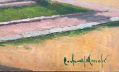 Tarragona Garden Oil Painting, Modern Landscape, Unframed, 1980s