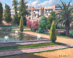 Tarragona Garten Spanien Öl auf Leinwand Gemälde spanische Stadtlandschaft, Tarragona