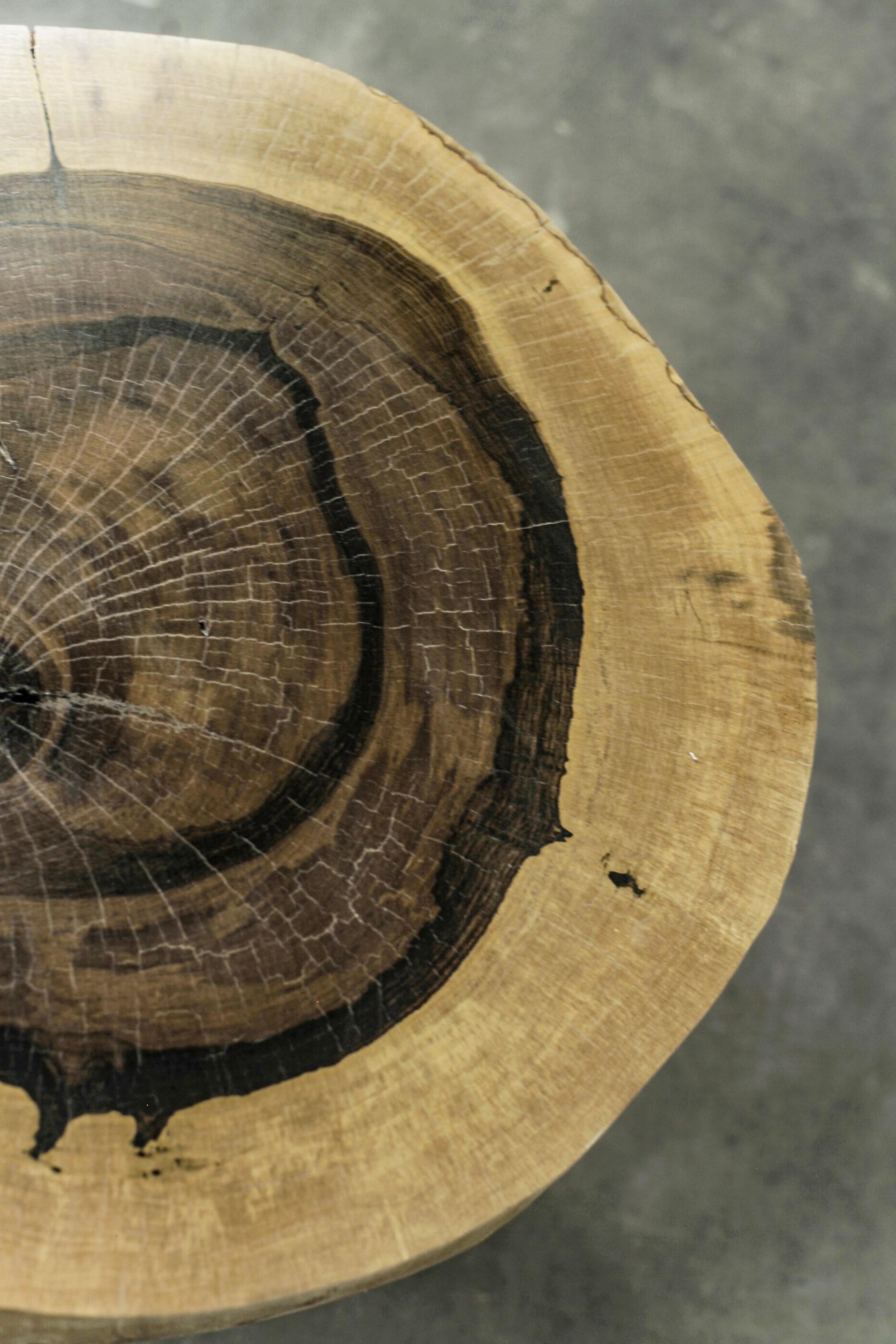 Geschnitzter Truhentisch aus massivem exotischem Holz mit lebendiger Kante von Costantini, Francisco im Angebot 4