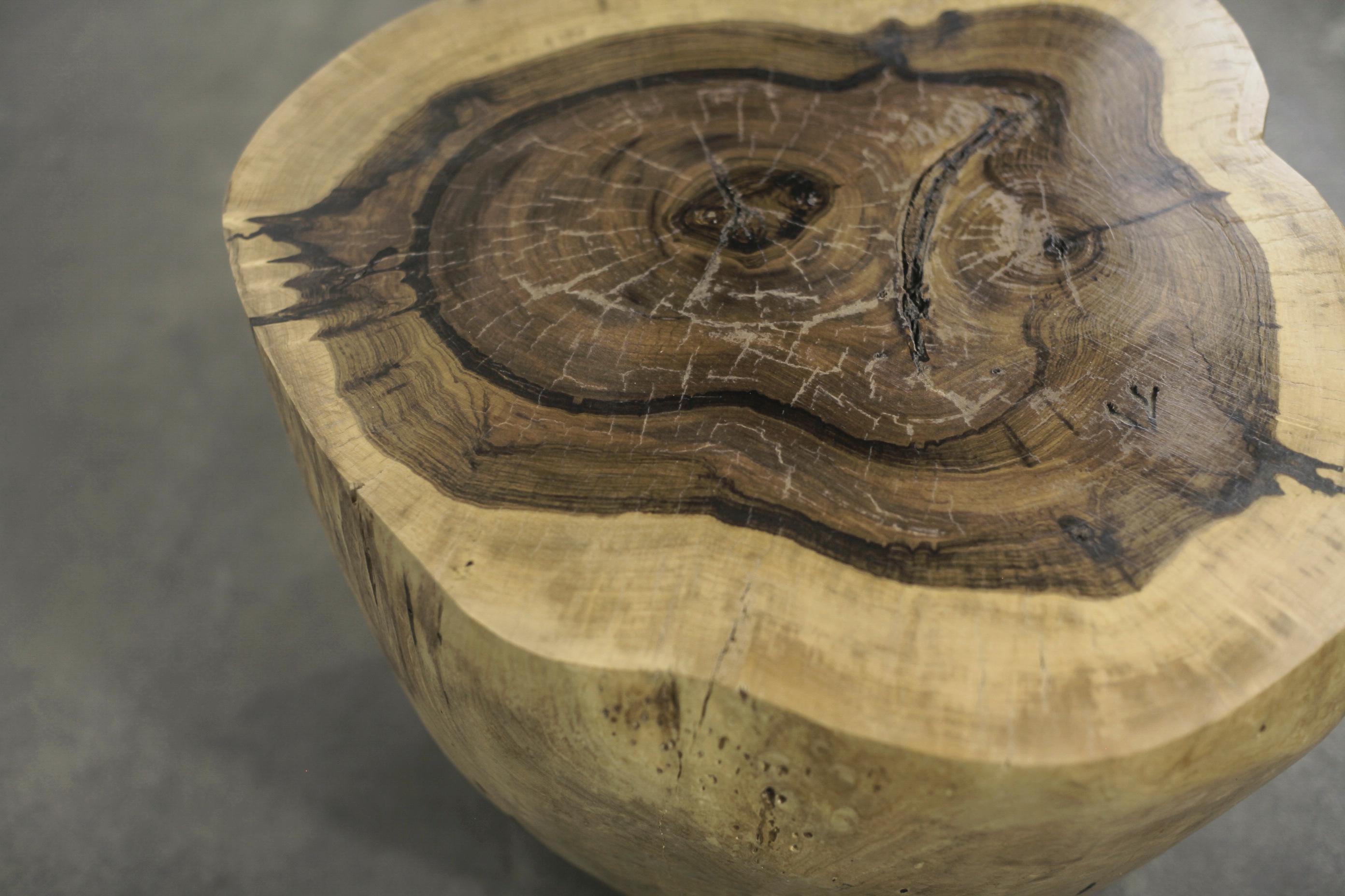Geschnitzter Truhentisch aus massivem exotischem Holz mit lebendiger Kante von Costantini, Francisco im Angebot 3