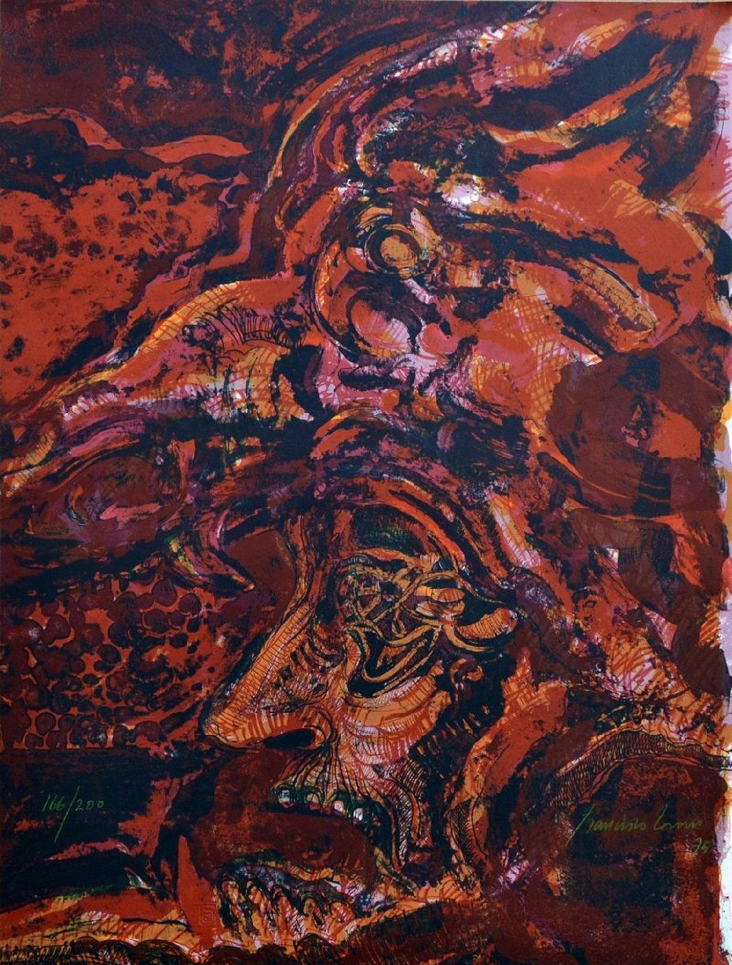 Francisco Corzas "Nezahualcoyotl The First Constructor 2" 1975 Lithograph 25x19
