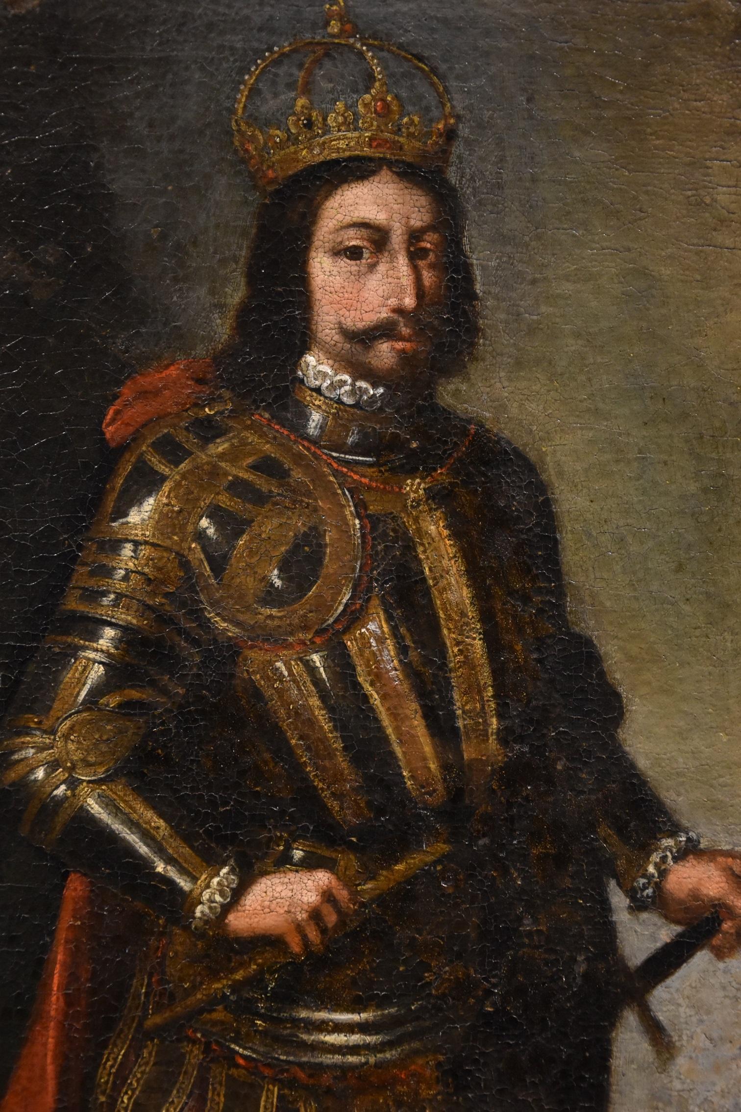 Porträt König De Zurbaran 17. Jahrhundert Öl auf Leinwand Alter Meister Spanische Schule im Angebot 1