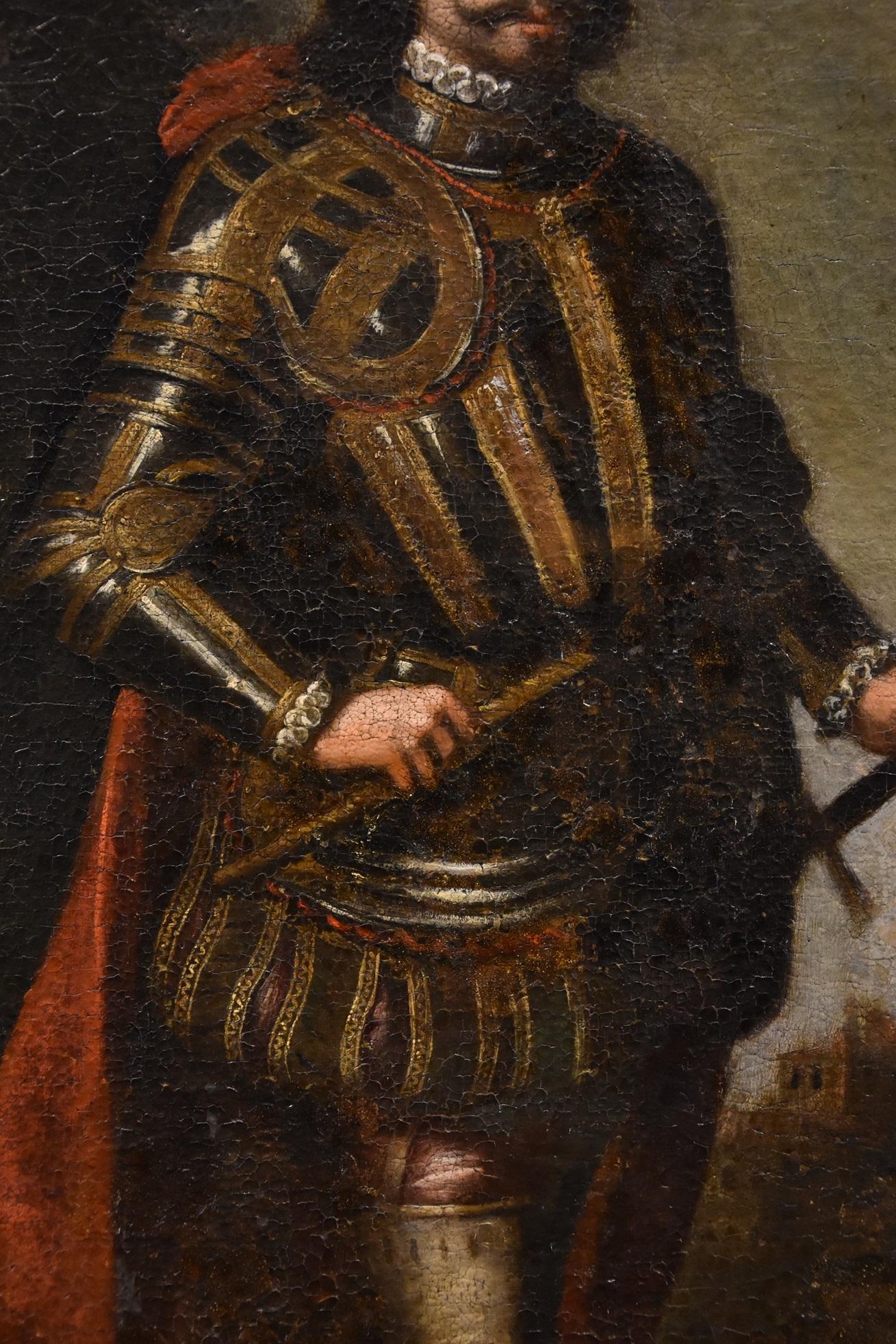 Portrait King De Zurbaran 17th Century Oil on canvas Old master Spanish school For Sale 3