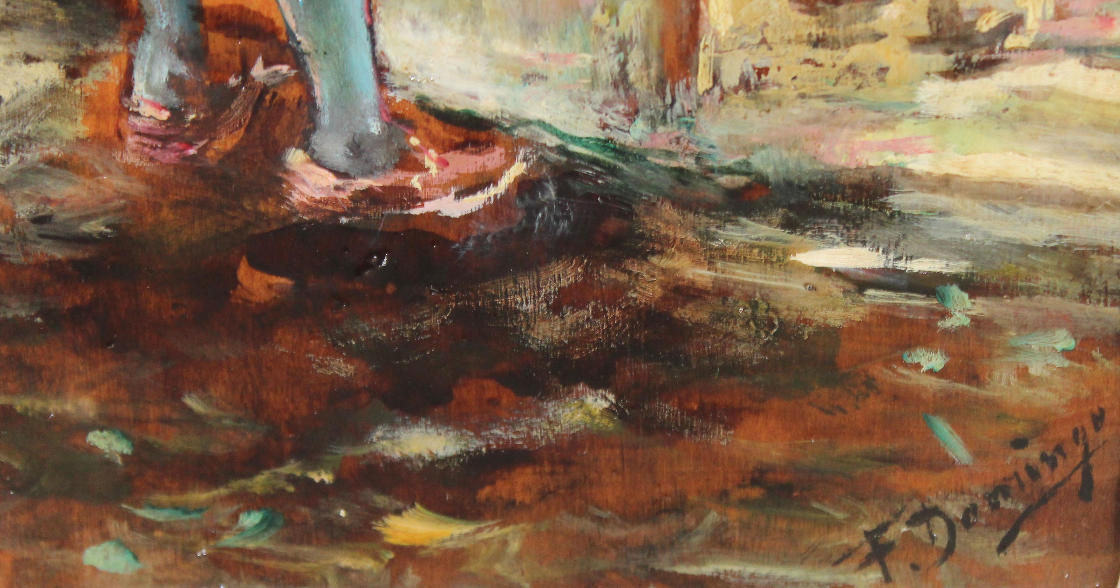 Óleo sobre tabla - Pareja conversando im Angebot 1
