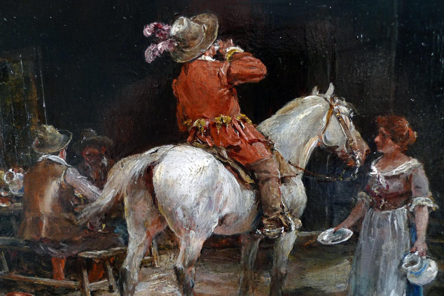 “Rest in The Tavern”, 19th Century Oil on Wood Panel by Francisco Domingo - Painting by Francisco Domingo Marqués