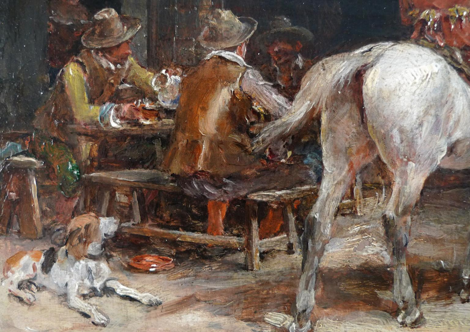 Rest in The Tavern, Ölgemälde auf Holzplatte von Francisco Domingo, 19. Jahrhundert (Realismus), Painting, von Francisco Domingo Marqués
