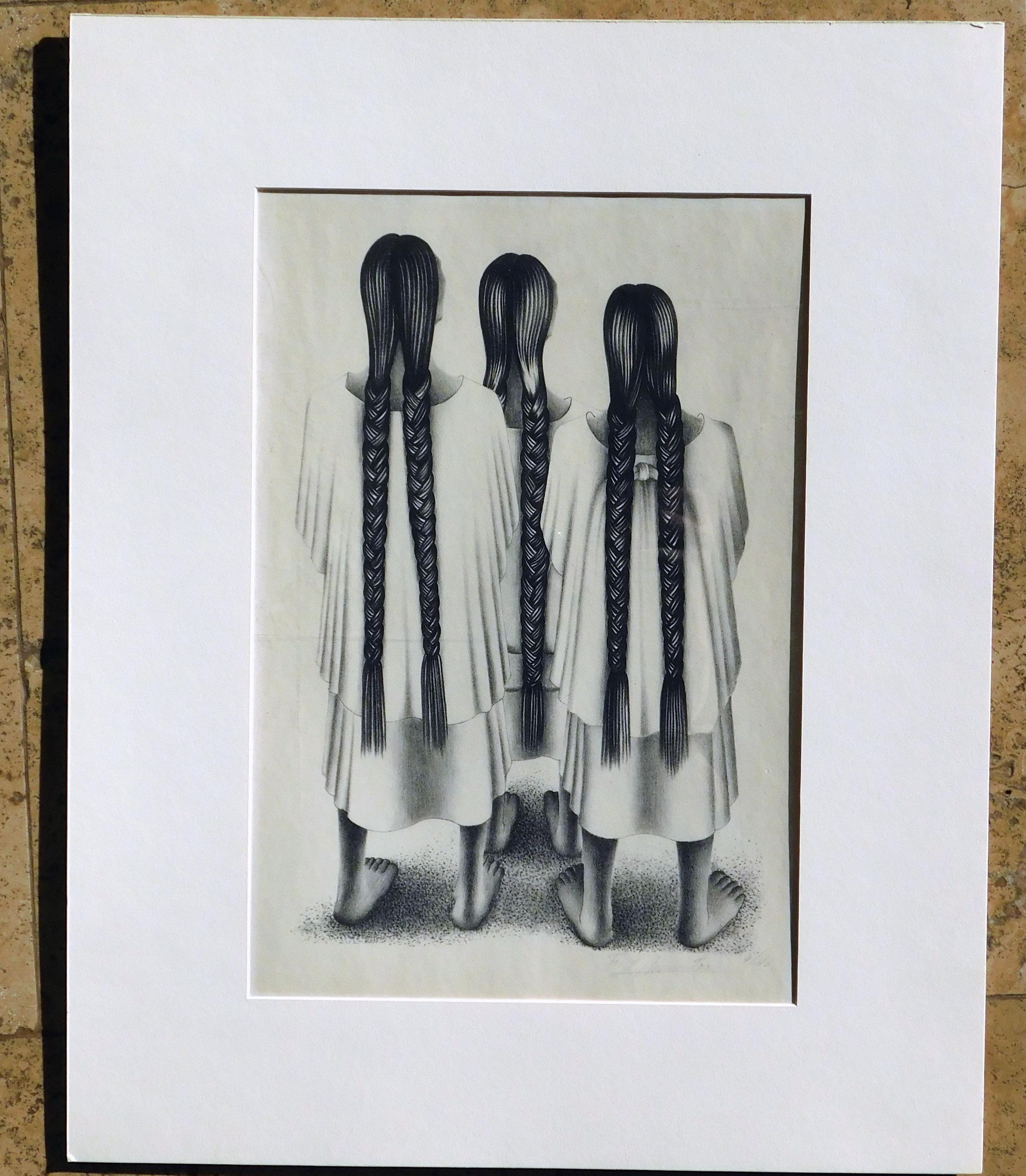 Lithographie originale de l'artiste mexicaine Francisco Dosamantes - Women of Oaxaca 1