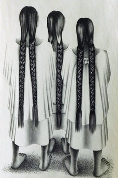 Lithographie originale de l'artiste mexicaine Francisco Dosamantes - Women of Oaxaca