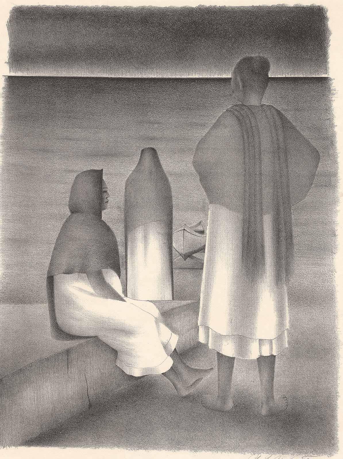 La Espera (Tres mujeres junto al mar) - Print Moderno de Francisco Dosamantes