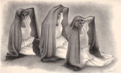 Mujeres Veracruzans (three seated women from Vera Cruz Mexico in shawls)