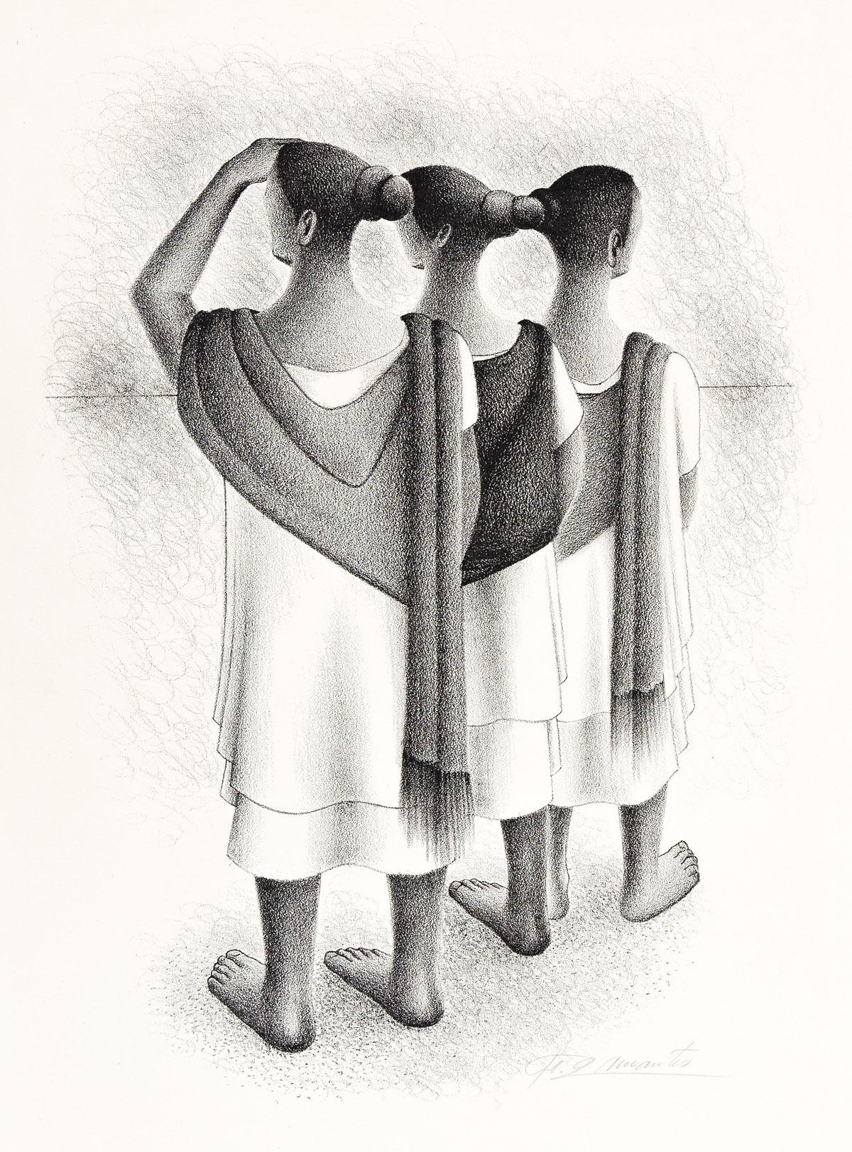 Francisco Dosamantes Figurative Print – Trío Maya (Maya-Trio)