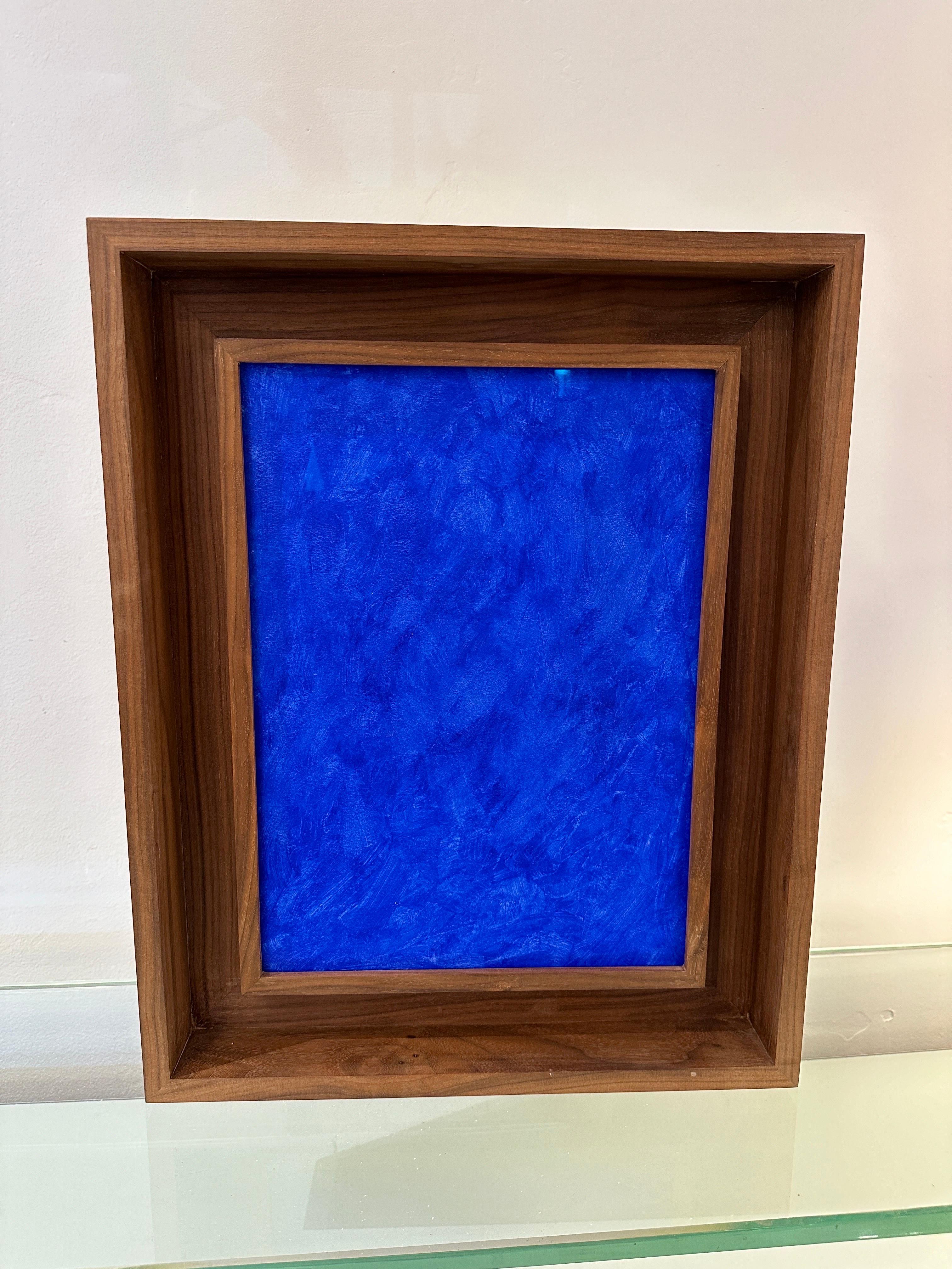 Francisco Franco Yves Klein Blue Abstract Framed Painting In Excellent Condition For Sale In East Hampton, NY