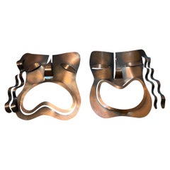Francisco (Frank) Rebajes Hand Wrought copper Comedy Tragedy mask wall hangings