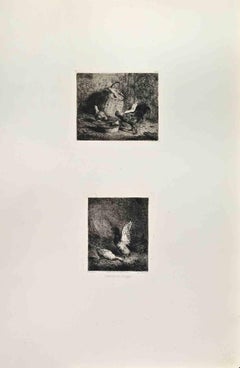 Canards et Poules – Radierung von Francisco Gimenez – 1860er Jahre