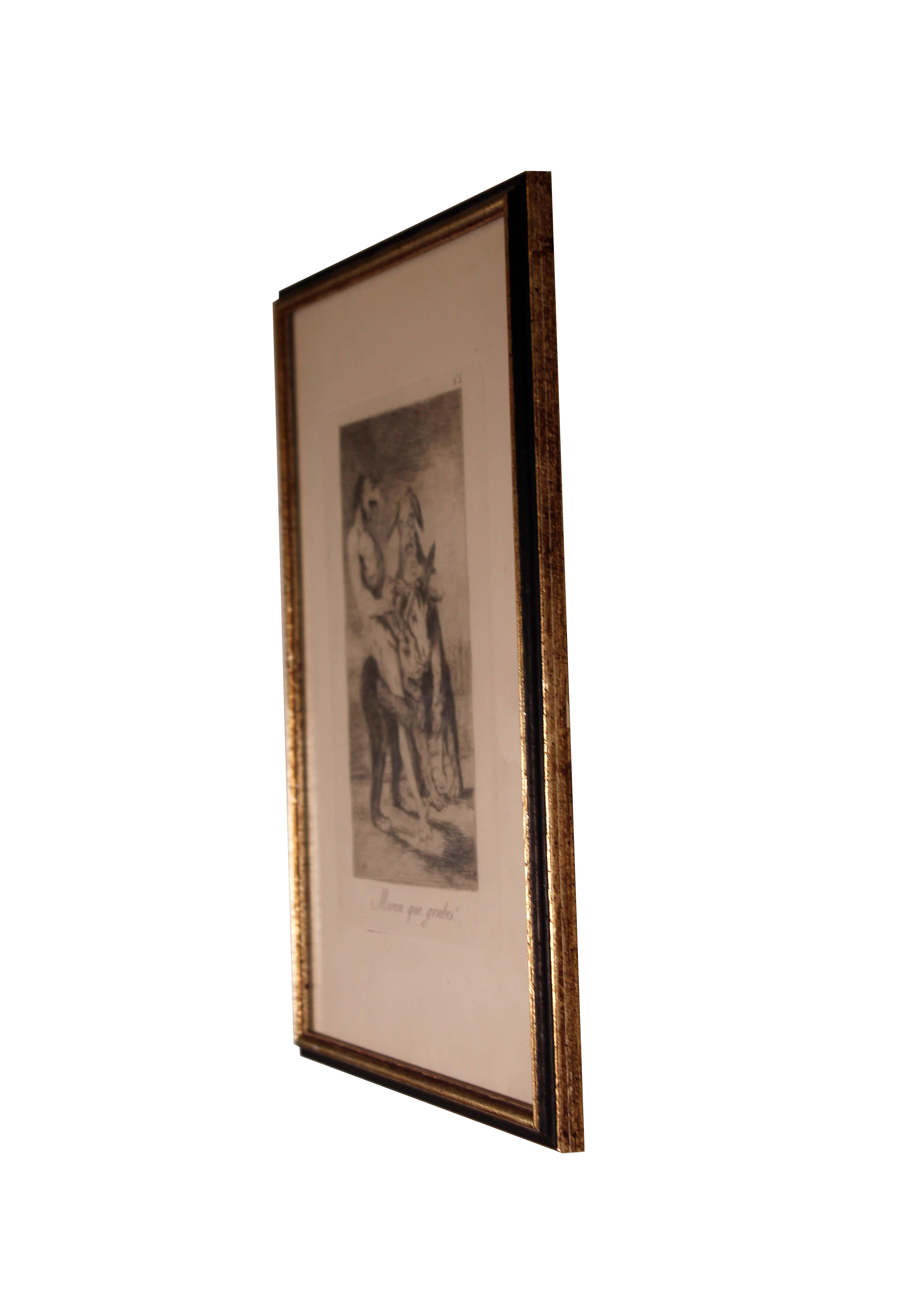 Francisco Goya Miren Que Grabes aus Los Caprichos 1868, gerahmt, Radierung gerahmt im Zustand „Gut“ im Angebot in Keego Harbor, MI
