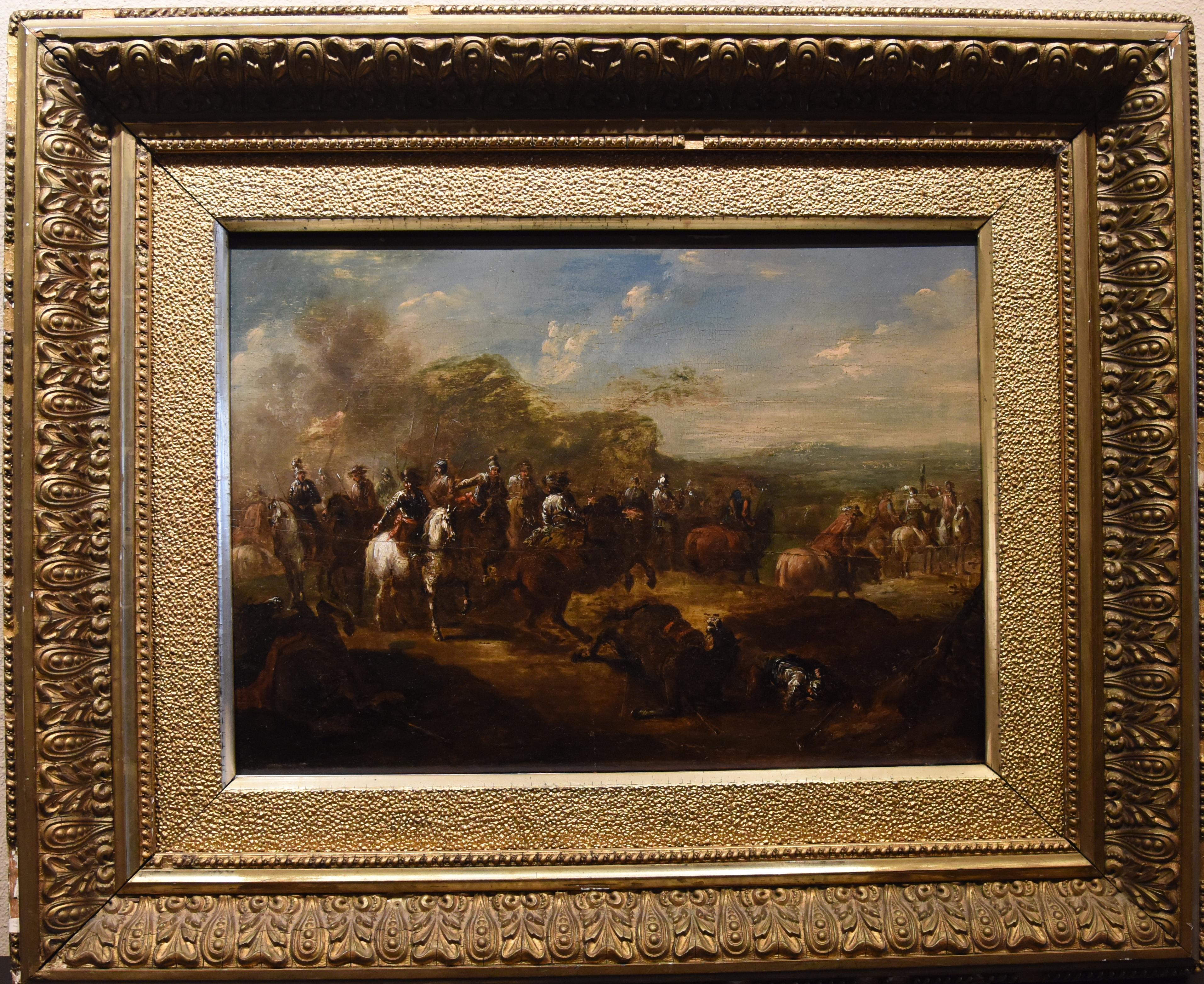 Ölgemälde mit dem Titel „Conquistadors nach der Schlacht“ aus dem 18. Jahrhundert (Braun), Landscape Painting, von Francisco Goya