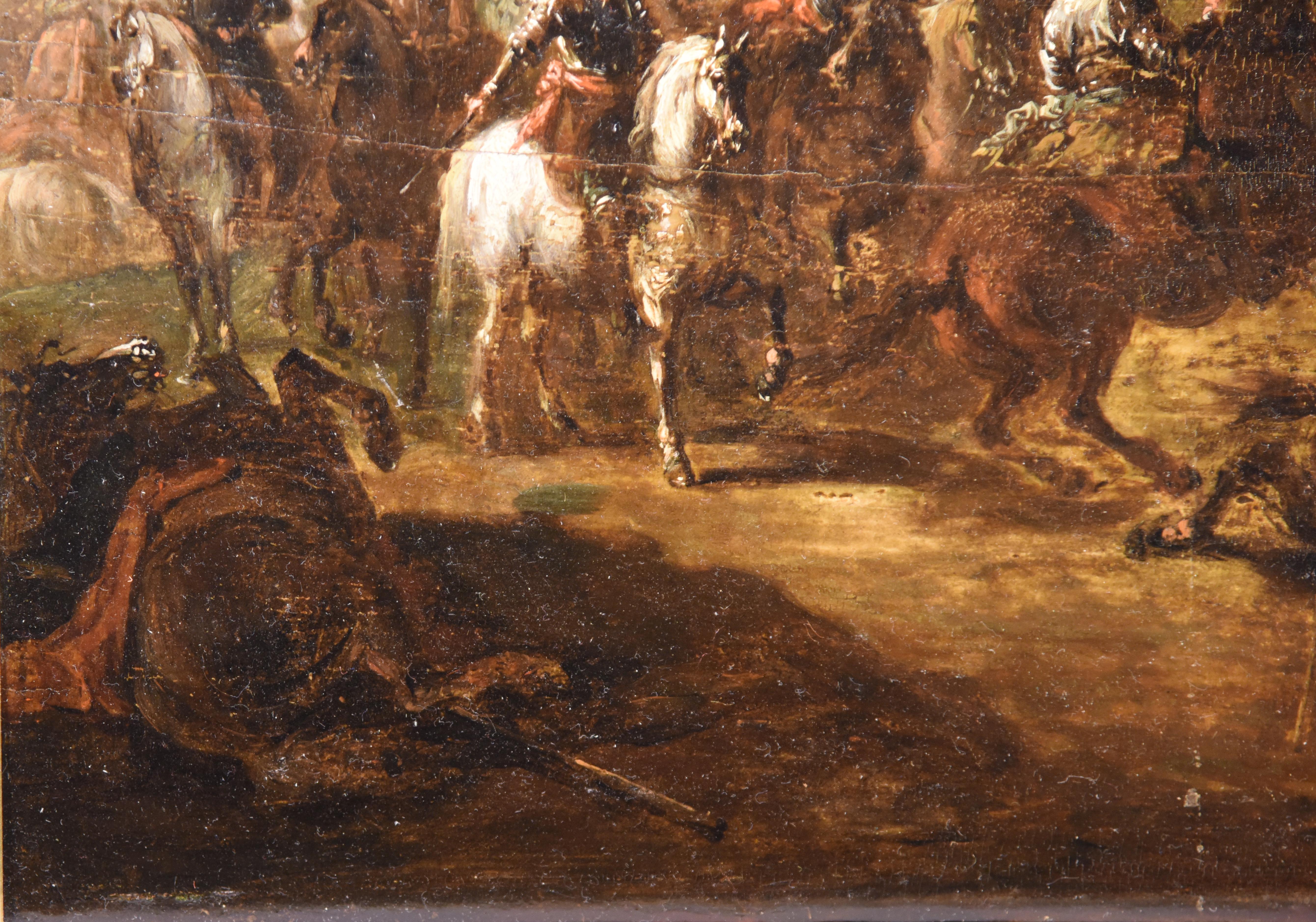 18th Century Oil Painting Entitled Conquistadors After Battle  3
