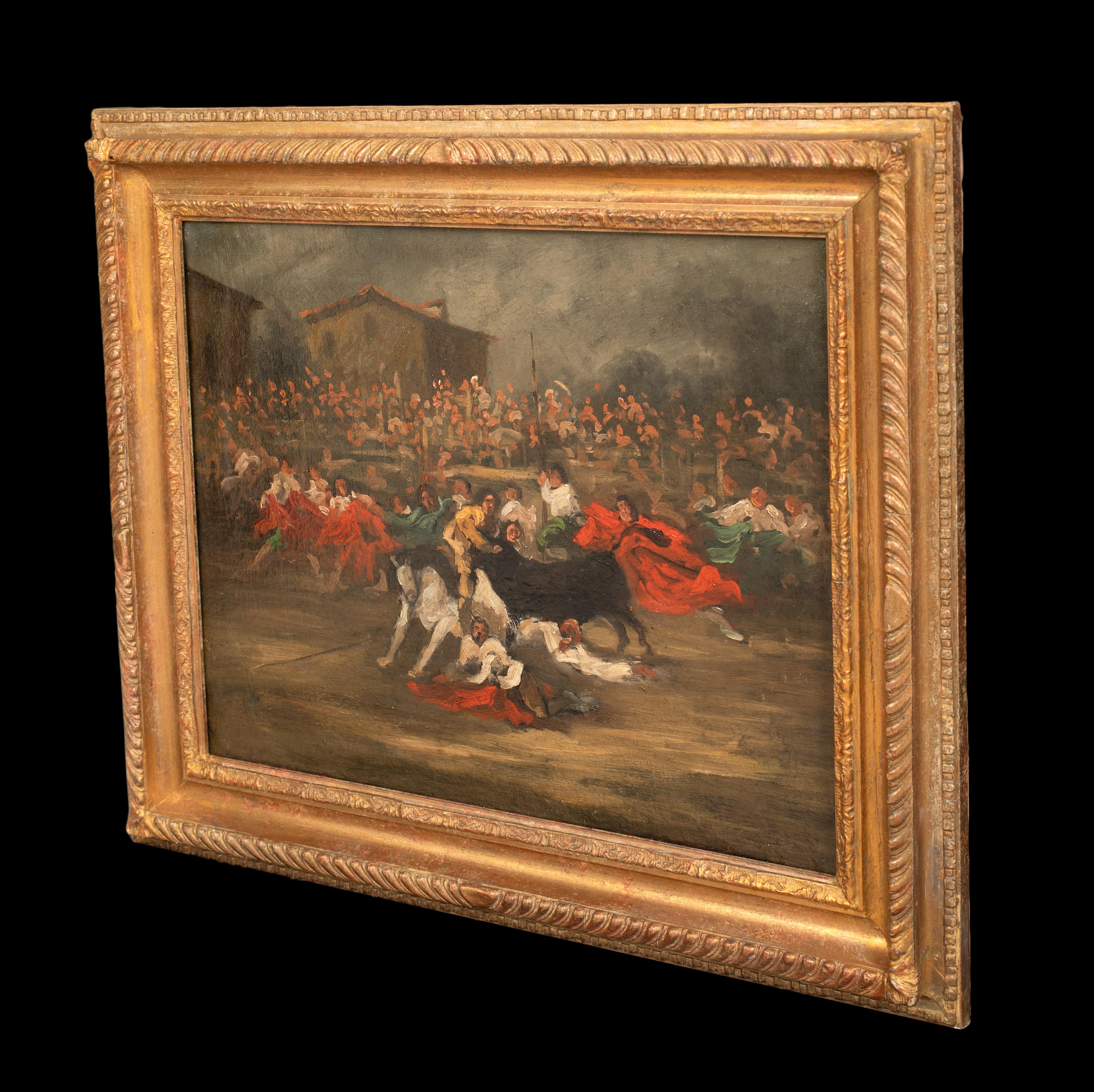 Stierkampf im 19. Jahrhundert auf einem spanischen Townes-Platz, um 1826 im Angebot 4