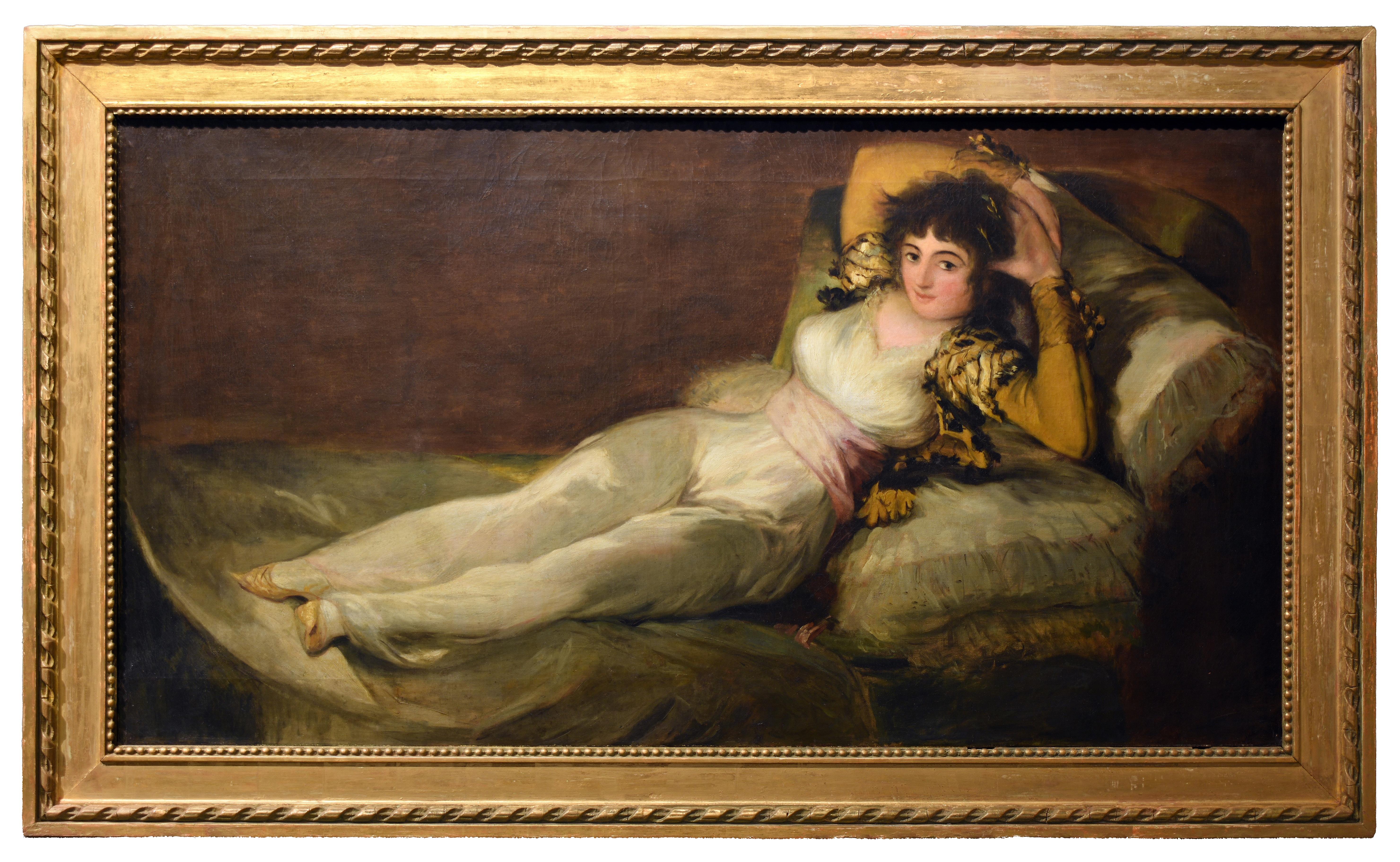 La Maja Vestida, Romantic Oil Painting on Canvas, Early 19th Century