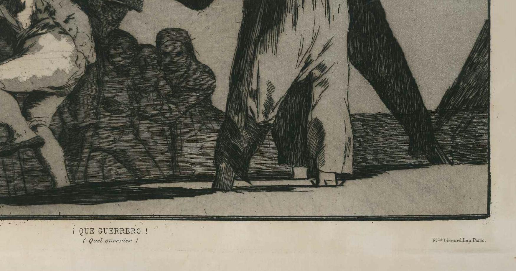 ¡ Que Guerrero! - Original Etching and Aquatint by F. Goya - 1877 - Print by Francisco Goya