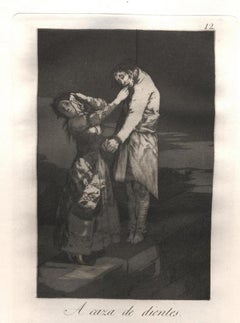 A Caza de Dientes - Etching and and Aquatint by Francisco Goya - 1868