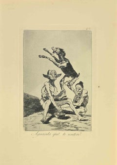 Aguarda que te Unten - Etching and and Aquatint by Francisco Goya - 1881