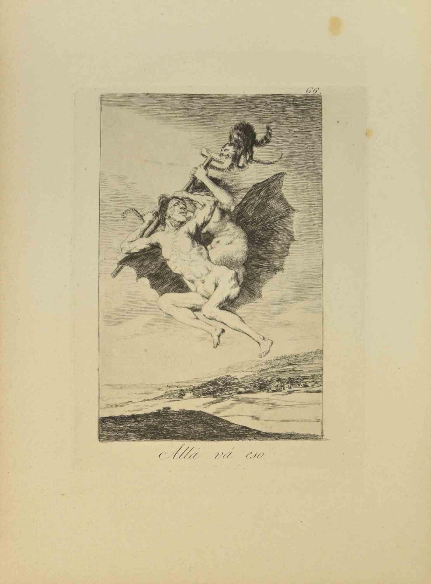 Allà và eso is an artwork realized by Francisco Goya in 1868.

Etching cm. 20.5x13.

No. 66 from Los Caprichos, Third Edition by Calcografia Cameral, 1868.

Ref. Delteil 103; Lafuente 66; Harris 101. 

Good condition.