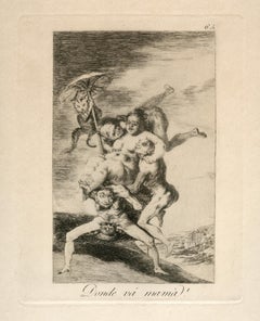 Caprichos Plate 65 "Donde va mama?" etching