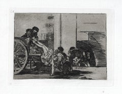 Carretadas al Cementerio  - Original Etching by Francisco Goya - 1863