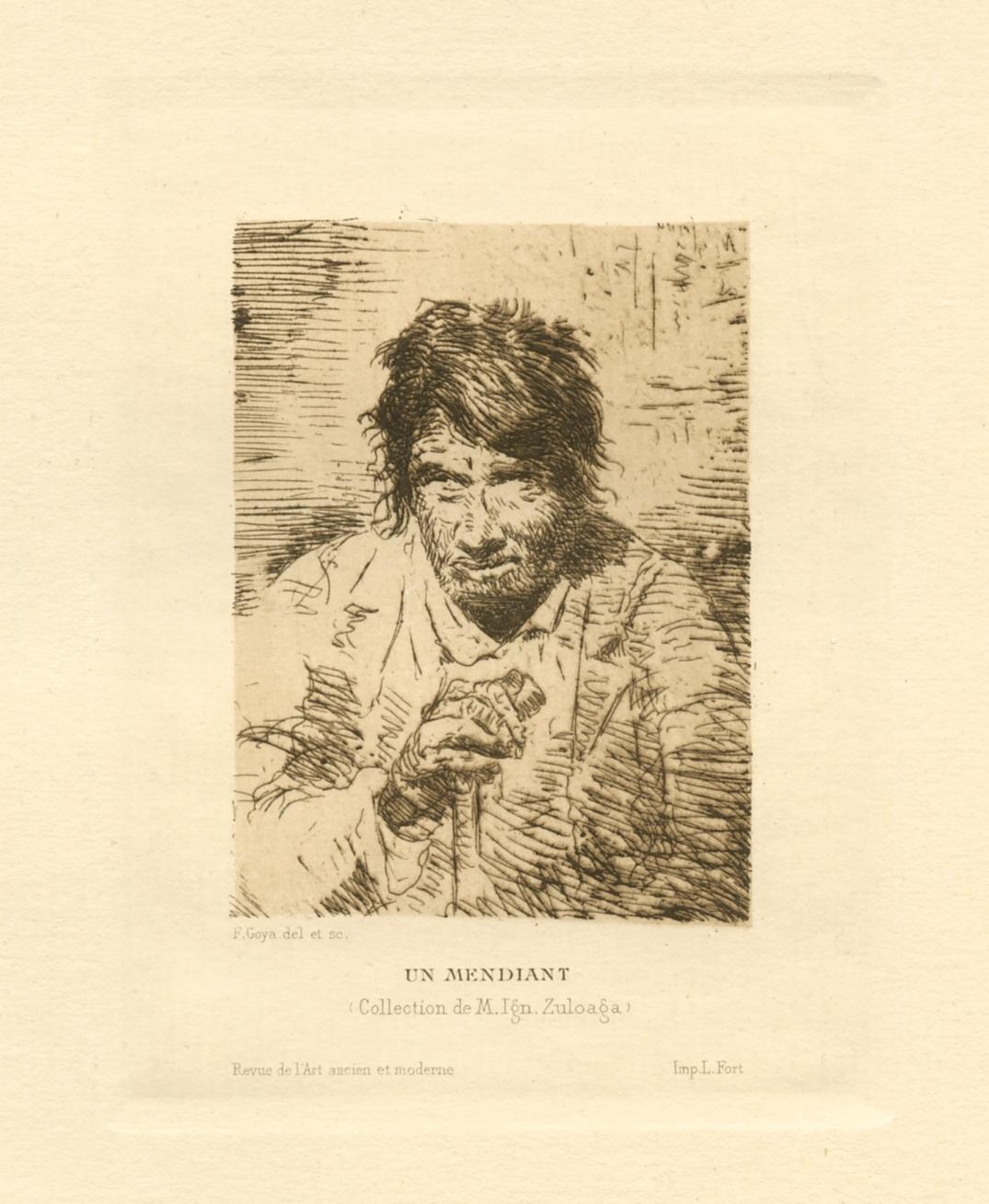 Medium: original etching. This work was printed in 1901 and published by the Revue de l'Art ancien et moderne as an undiscovered Goya etching, but it is now understood to have been executed by Spanish painter Eugenio Lucas. Plate size: 4 3/4 x 3 1/2
