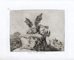 Contra el Bien General  - Original Etching by Francisco Goya - 1863