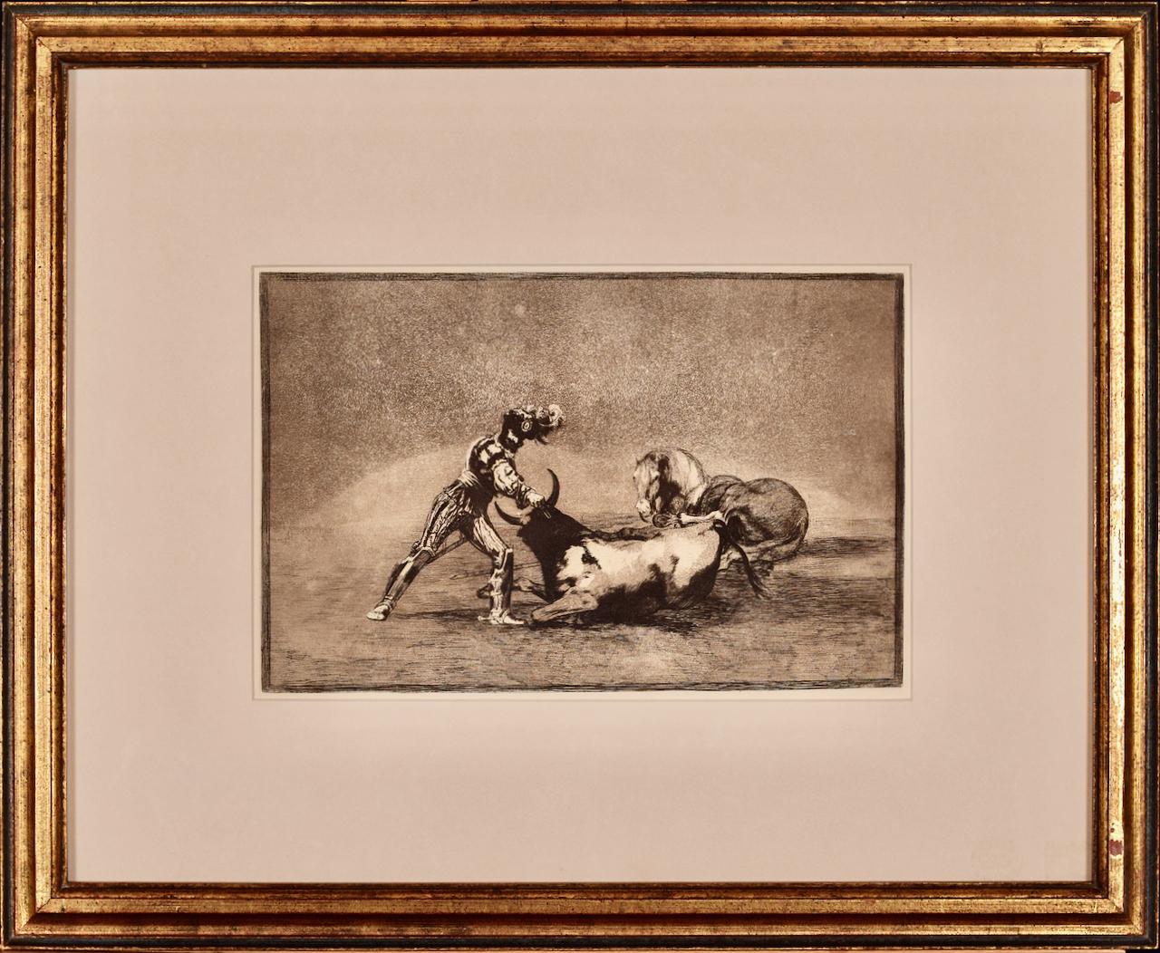 Francisco Goya Figurative Print - de Goya's "Un caballero español mata un toro" from his Bullfighting Series